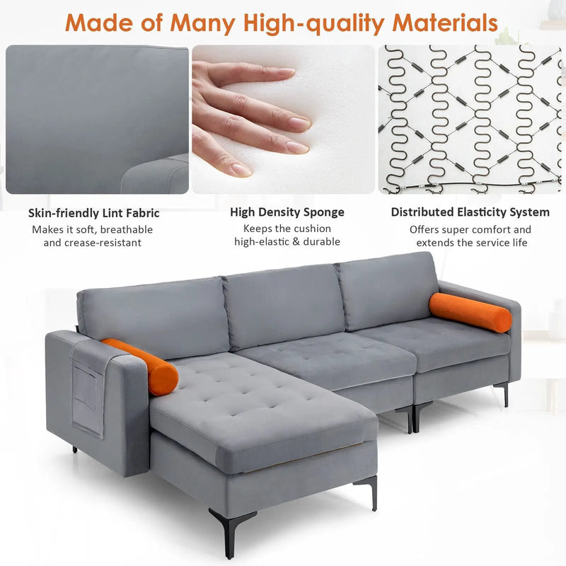 3-Seat L-Shaped Sectional Sofa with USB Ports & Storage by DirectDeals