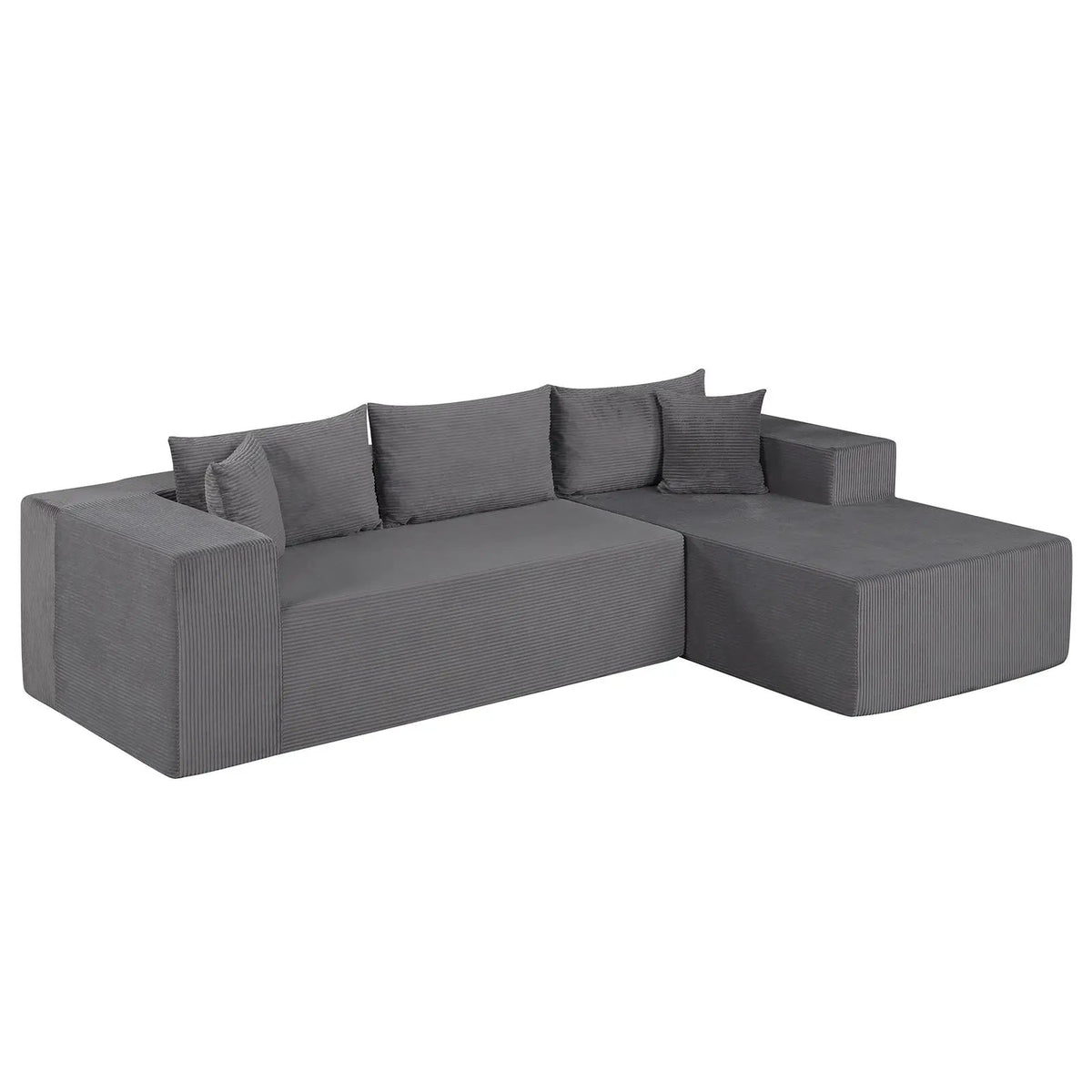 Modular Sectional Sofa Corduroy Upholstered L-shaped Sofa Couch with Deep Seats, photo 4 of 4
