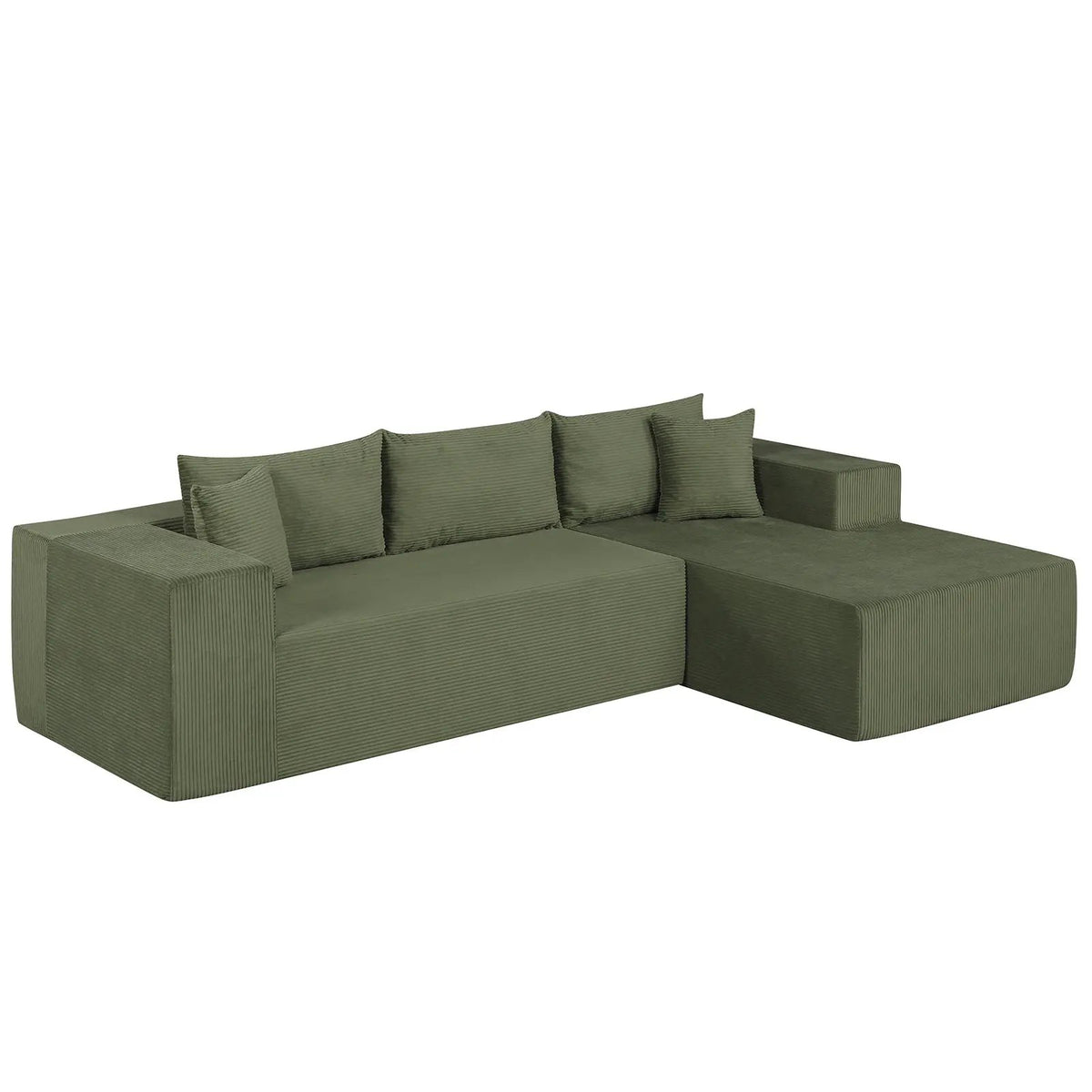 Modular Sectional Sofa Corduroy Upholstered L-shaped Sofa Couch with Deep Seats