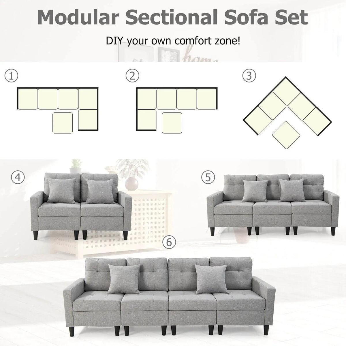 L-shaped Sectional Corner Sofa Set with Storage Ottoman, photo 16 of 16