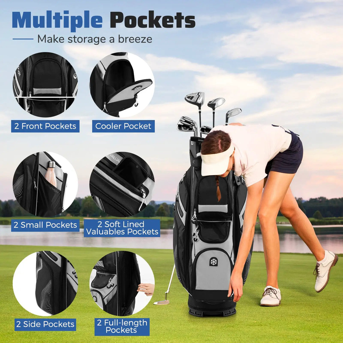 Molded Lock Top Golf Cart Bag with 14-Way Full Length Dividers and 11 Pockets, photo 22 of 36