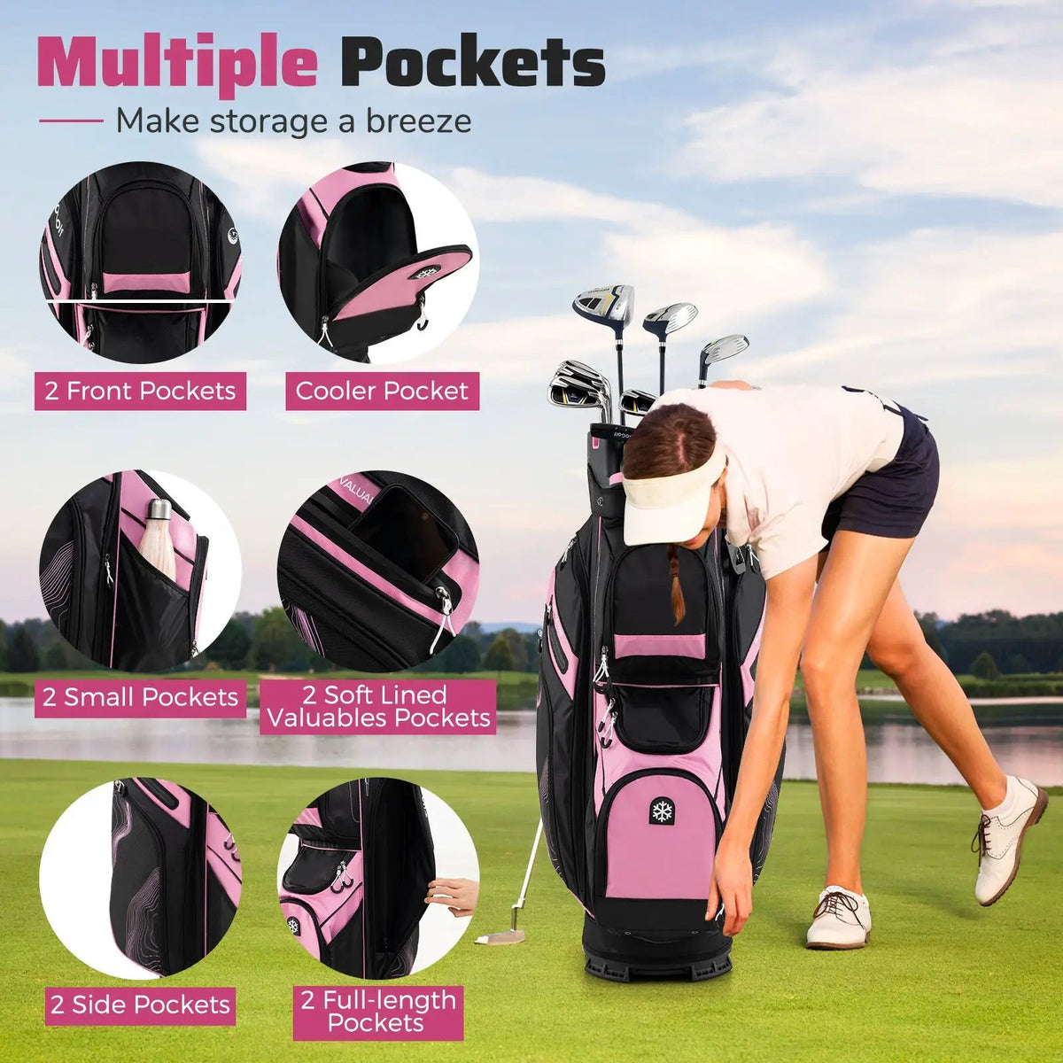 Molded Lock Top Golf Cart Bag with 14-Way Full Length Dividers and 11 Pockets, photo 21 of 36