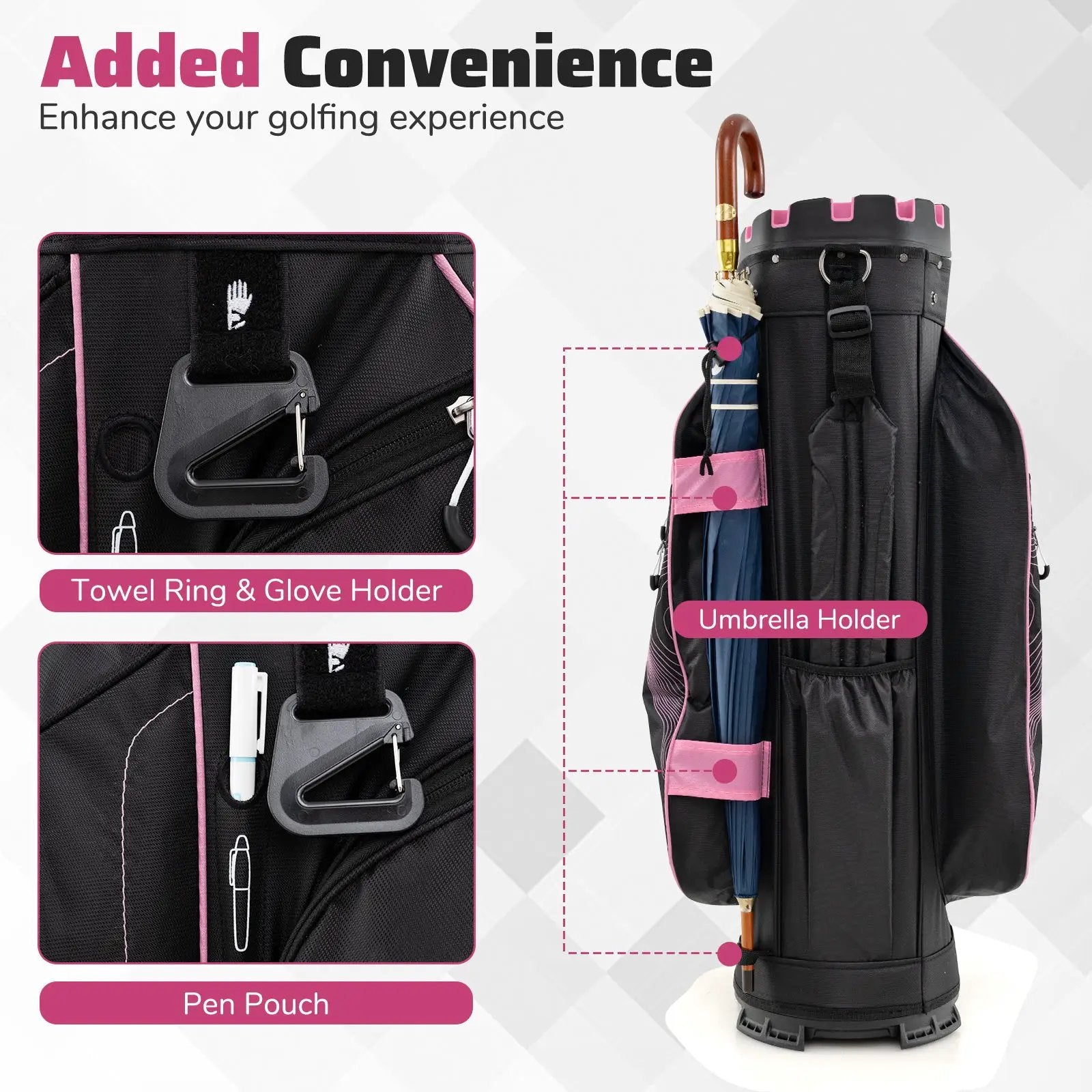 Molded Lock Top Golf Cart Bag with 14-Way Full Length Dividers and 11 Pockets by DirectDeals