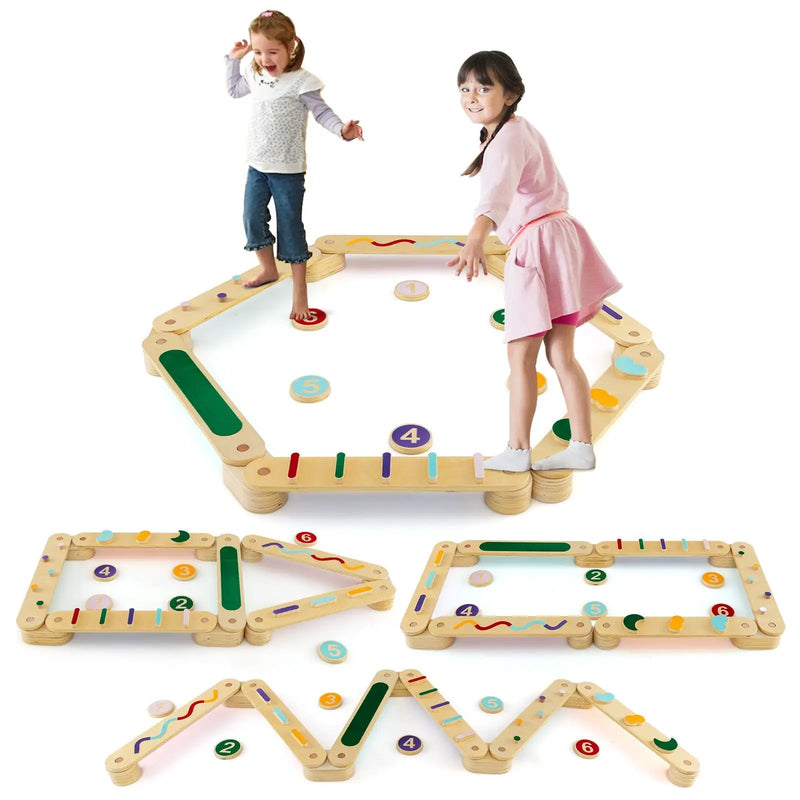 Montessori Balance Beam Set Wooden Balance Boards with Stepping Stones by DirectDeals