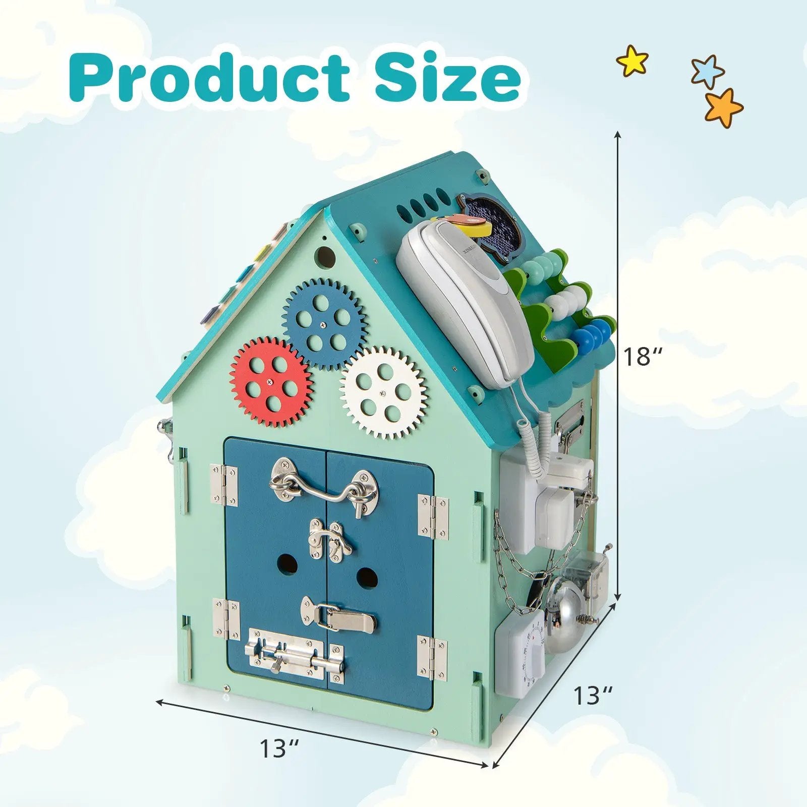 Montessori Play House with Sensory Games and Interior Storage Space-Blue by DirectDeals