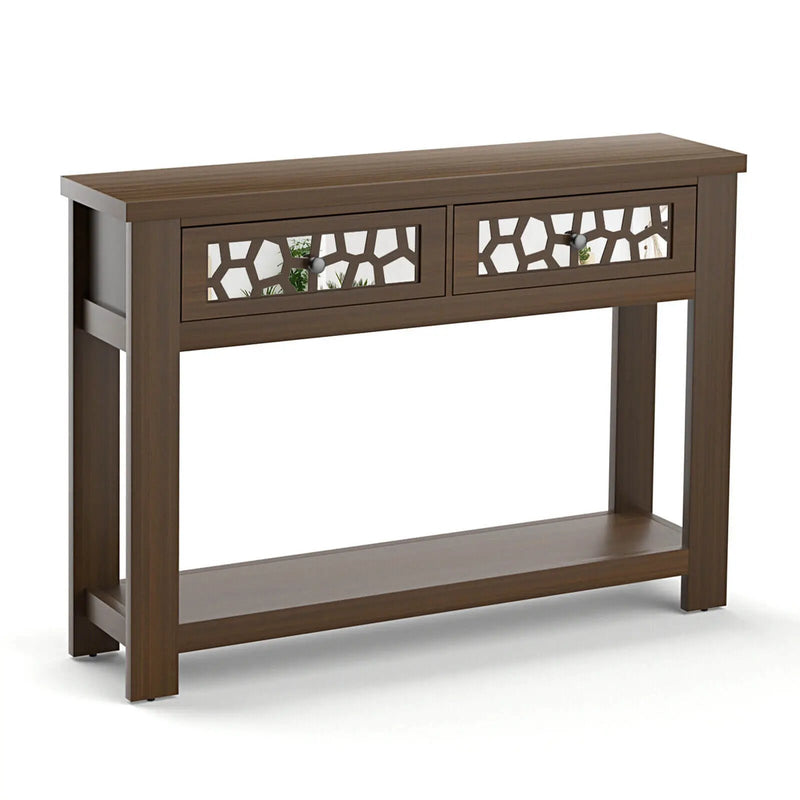 2-Tier Console Table with Drawers and Open Storage Shelf by DirectDeals