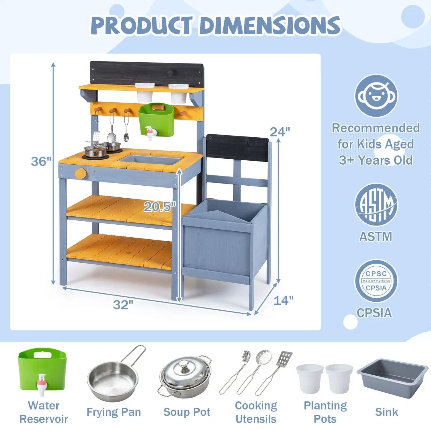 Mud Kitchen Play Set with Running Water and Dual Burners by DirectDeals