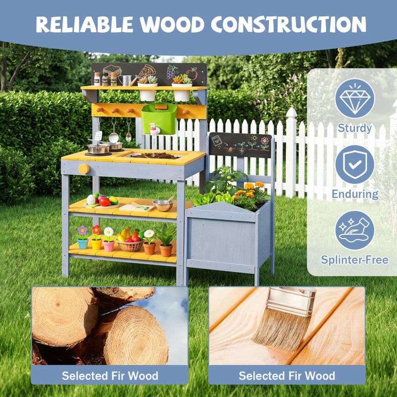 Mud Kitchen Play Set with Running Water and Dual Burners by DirectDeals