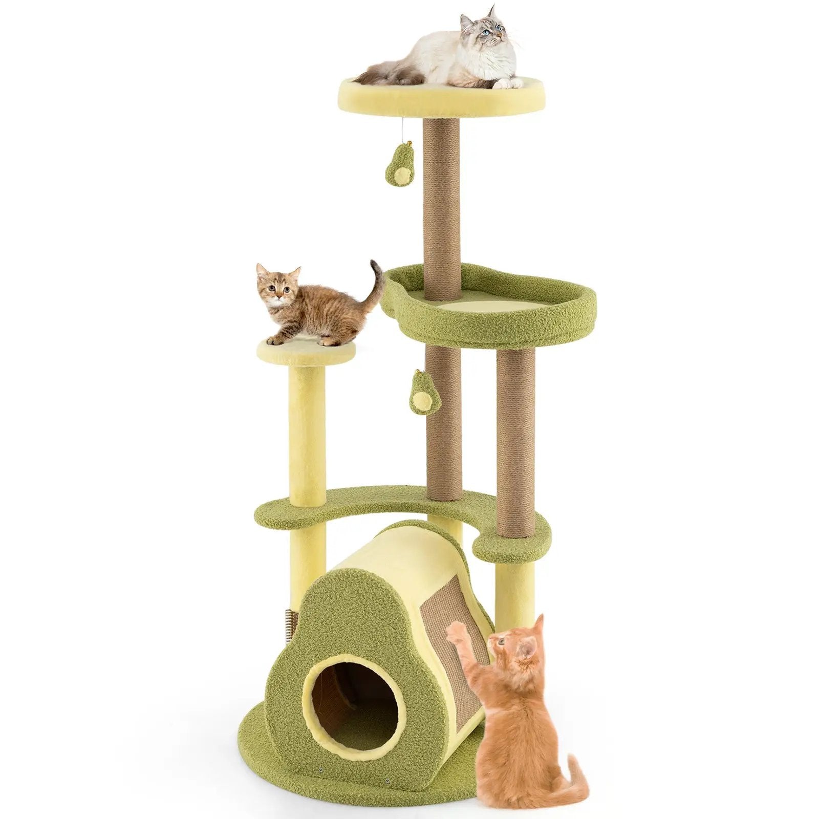 Freestanding Multi-level Avocado Cat Tower with Private Condo-Green by DirectDeals