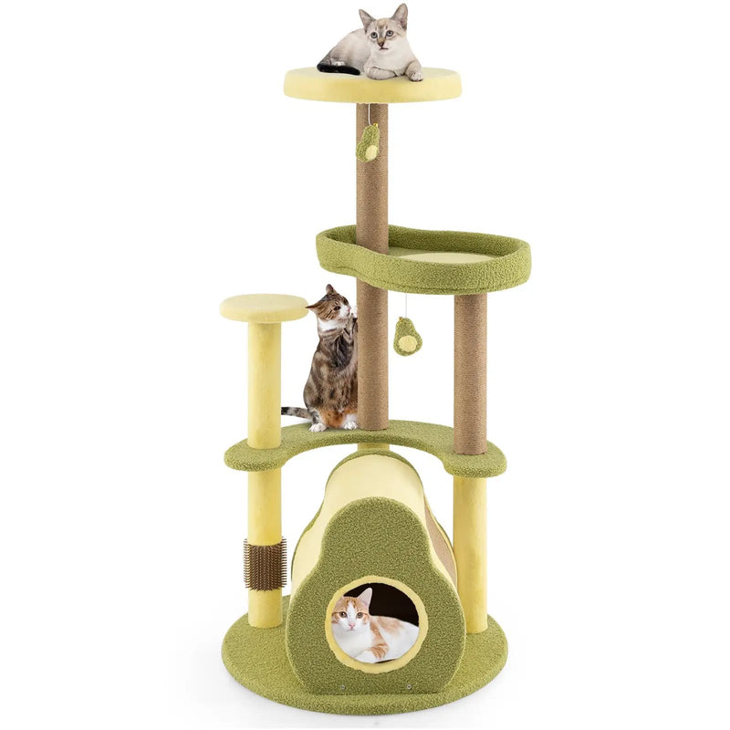 Freestanding Multi-level Avocado Cat Tower with Private Condo-Green by DirectDeals