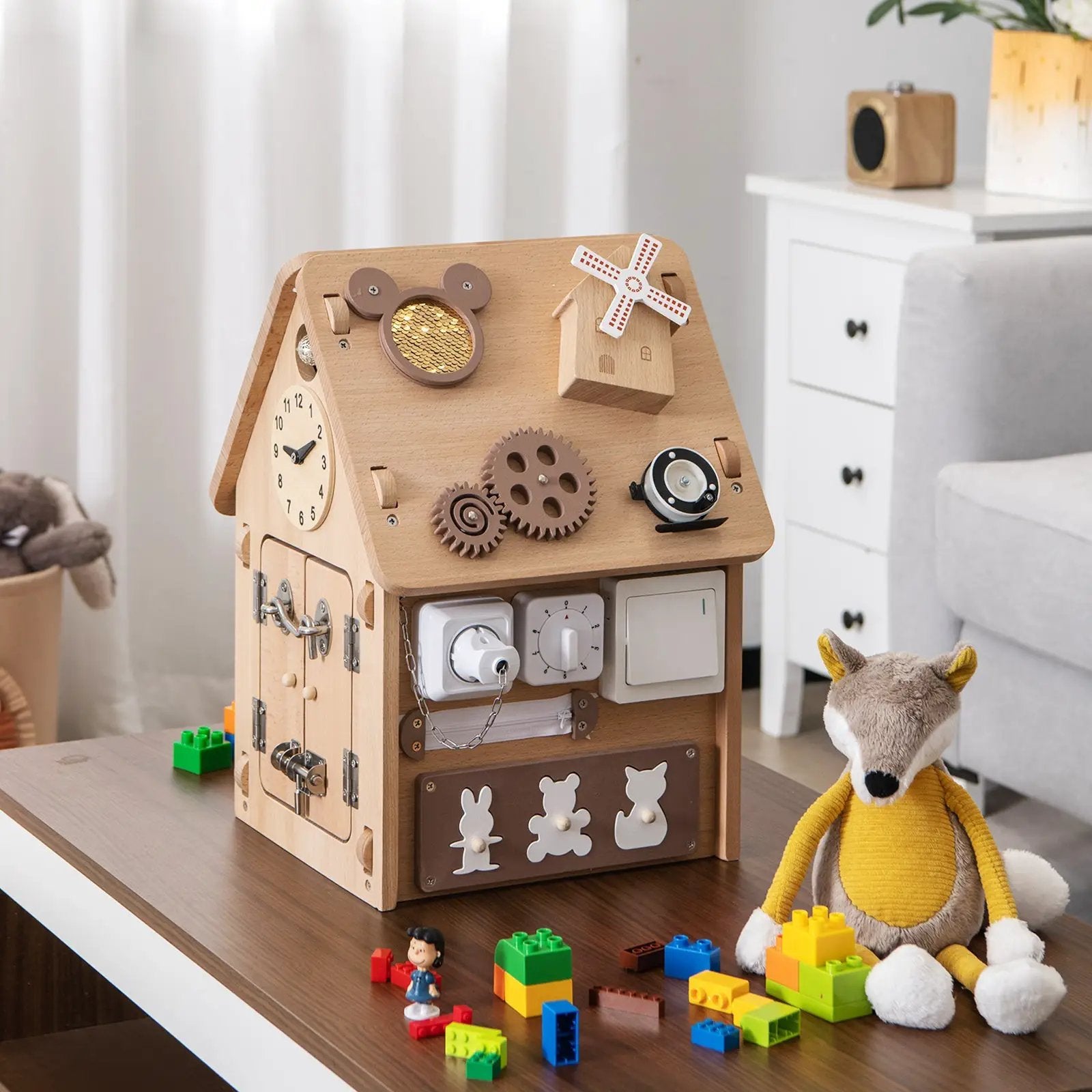 Multi-purpose Busy House with Sensory Games and Interior Storage Space by DirectDeals