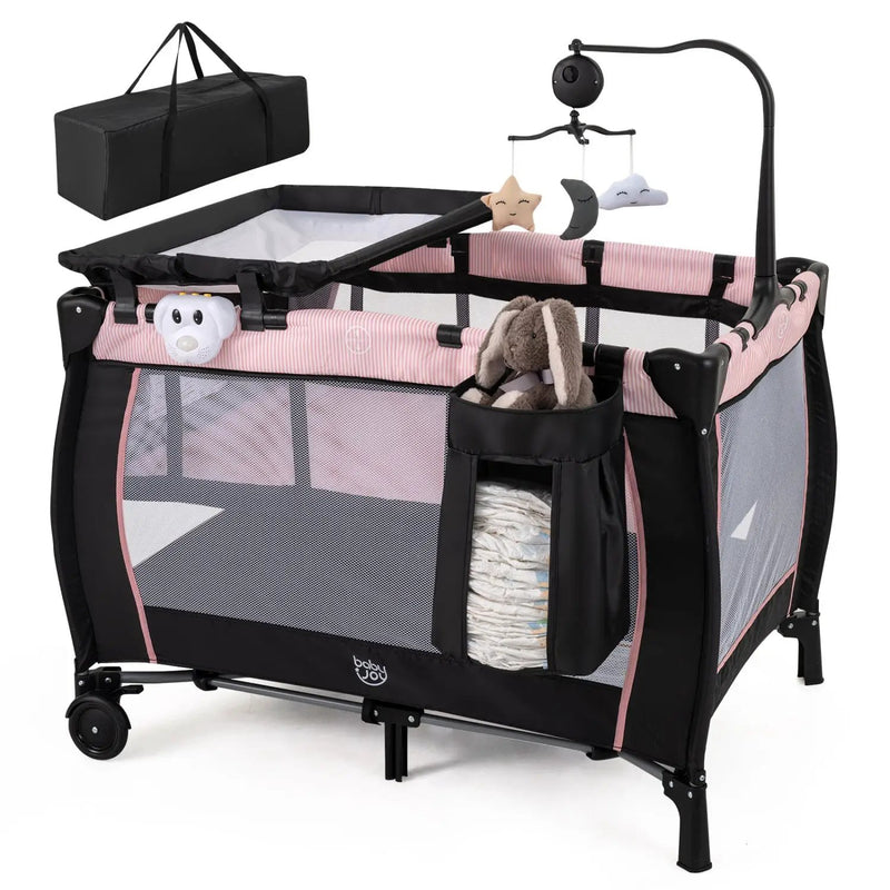 Baby Playpen with Changing Table and Bassinet - Pink by DirectDeals