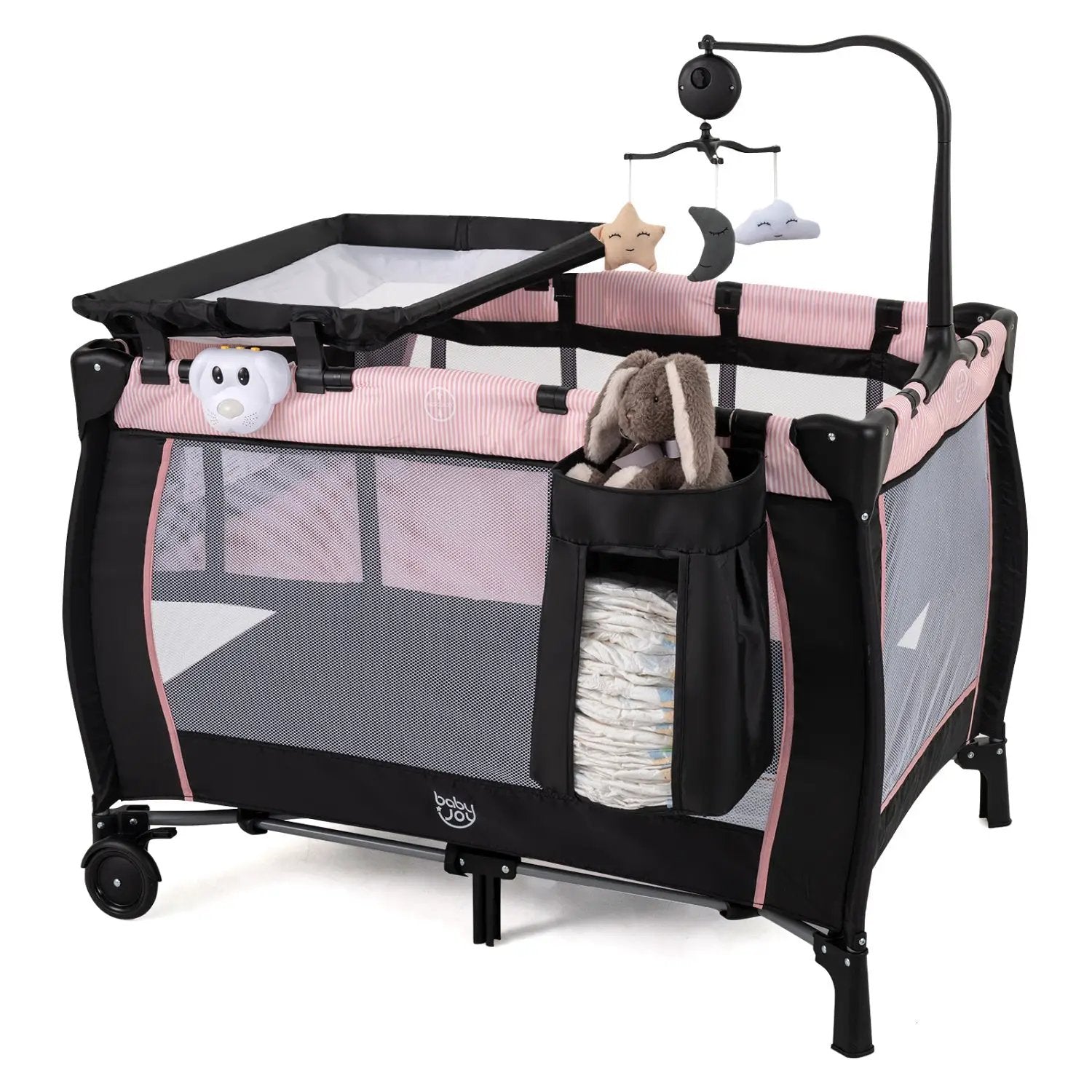 Baby Playpen with Changing Table and Bassinet - Pink by DirectDeals