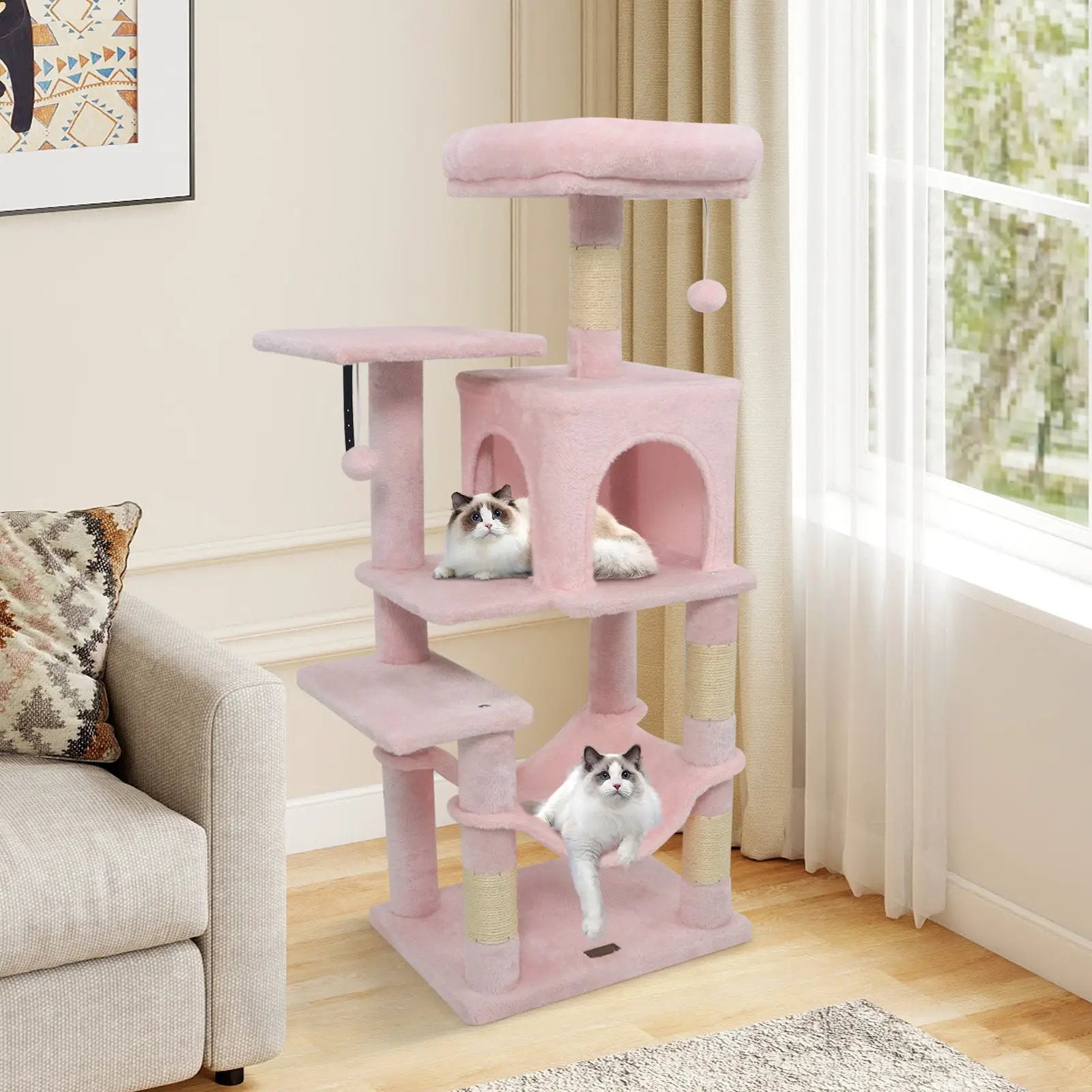 Multi-Level Cat Tower with 2-Door Condo and Padded Top Perch by DirectDeals