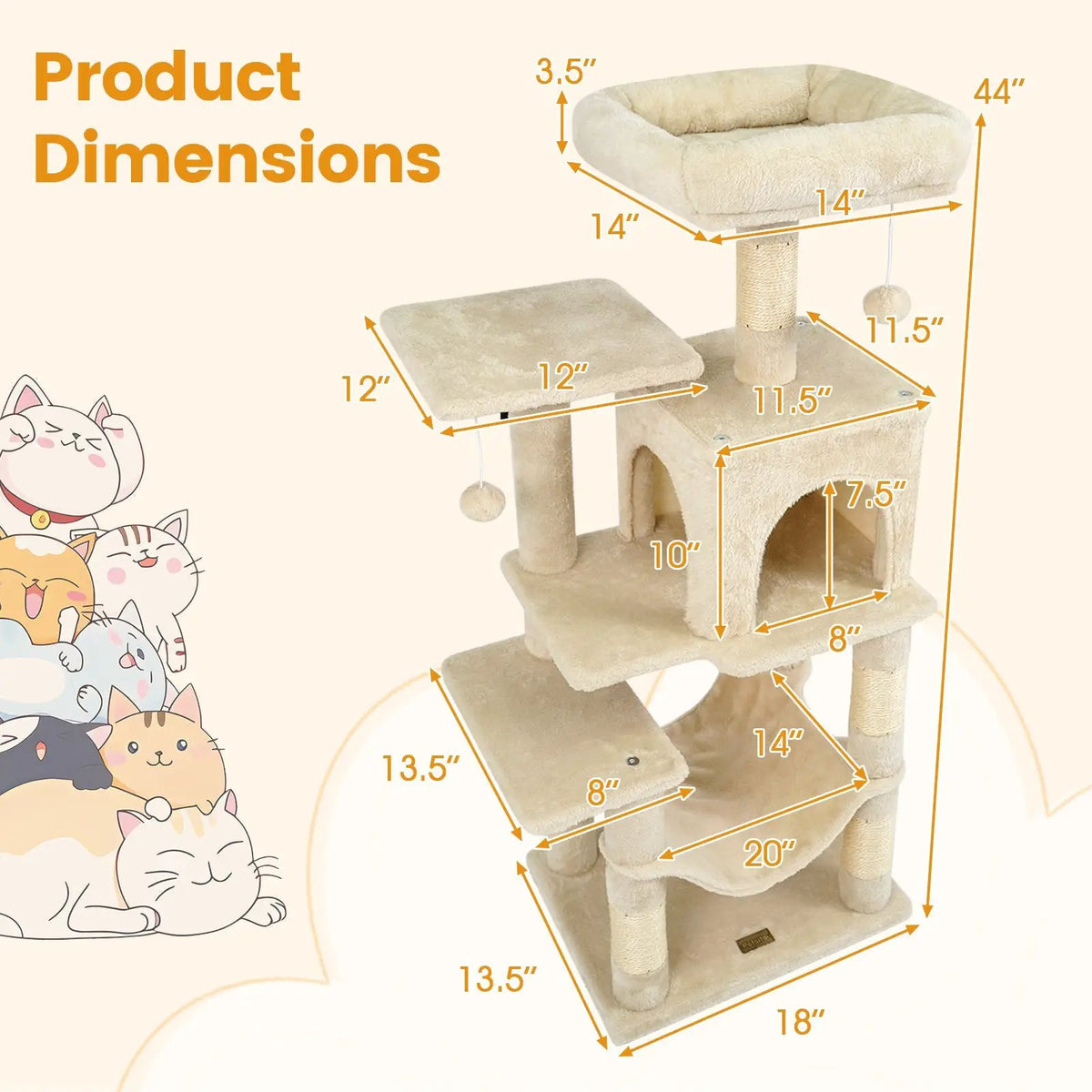 Multi-Level Cat Tower with 2-Door Condo and Padded Top Perch, photo 22 of 40