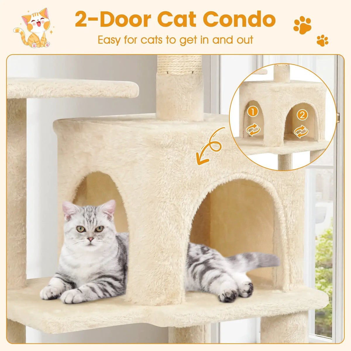 Multi-Level Cat Tower with 2-Door Condo and Padded Top Perch, photo 23 of 40