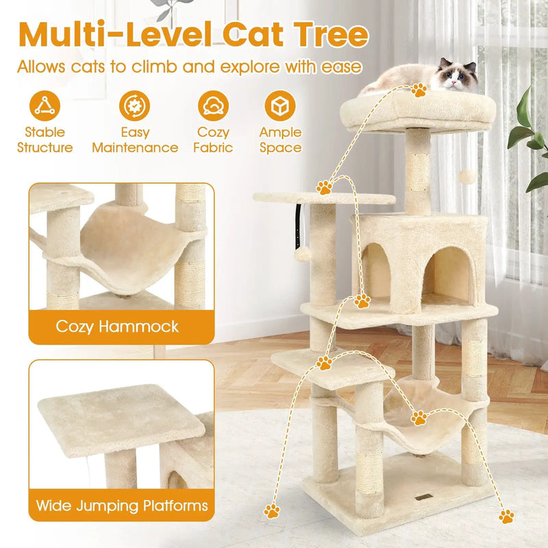 Multi-Level Cat Tower with 2-Door Condo and Padded Top Perch by DirectDeals