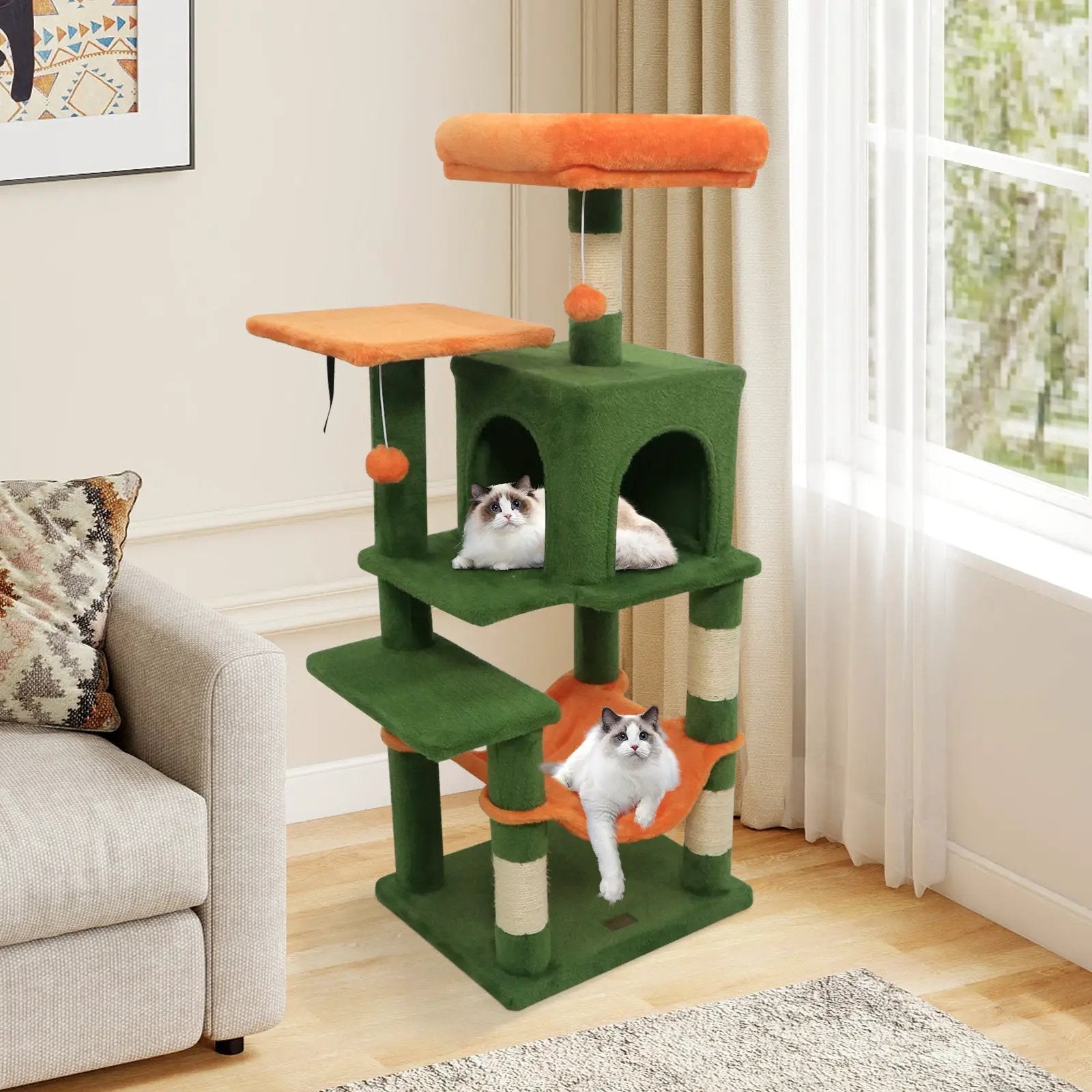 Multi-Level Cat Tower with 2-Door Condo and Padded Top Perch by DirectDeals