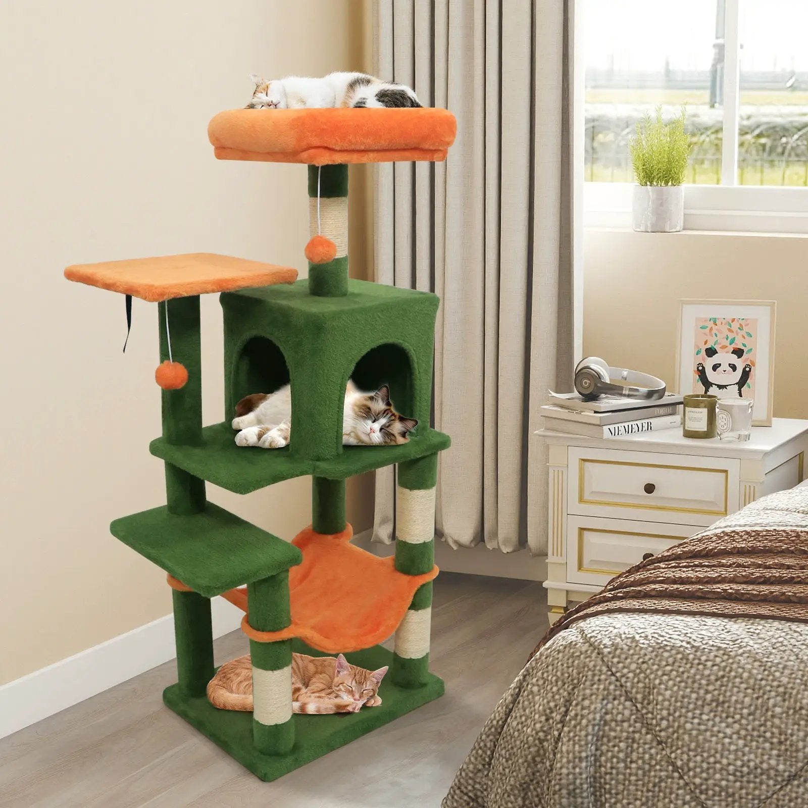 Multi-Level Cat Tower with 2-Door Condo and Padded Top Perch by DirectDeals
