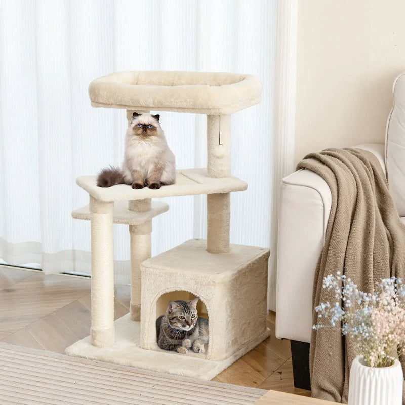 Cat Tree with Perch and Hanging Ball for Indoor Activity Play and Rest by DirectDeals