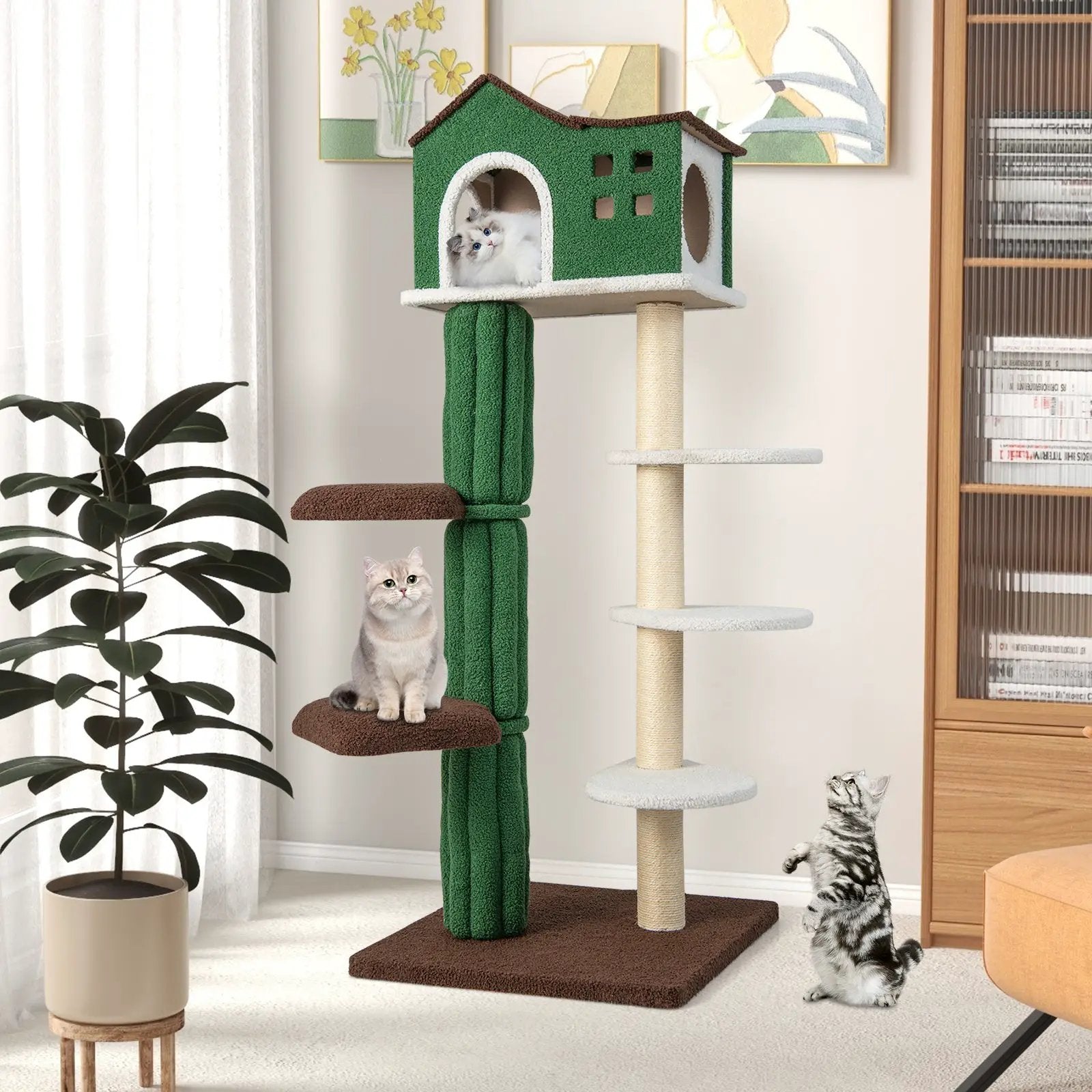 Multi-level Cat Tree with Condo and Anti-tipping Device-Green by DirectDeals