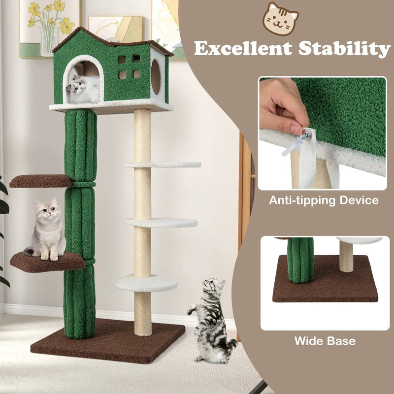 Multi-level Cat Tree with Condo and Anti-tipping Device-Green by DirectDeals