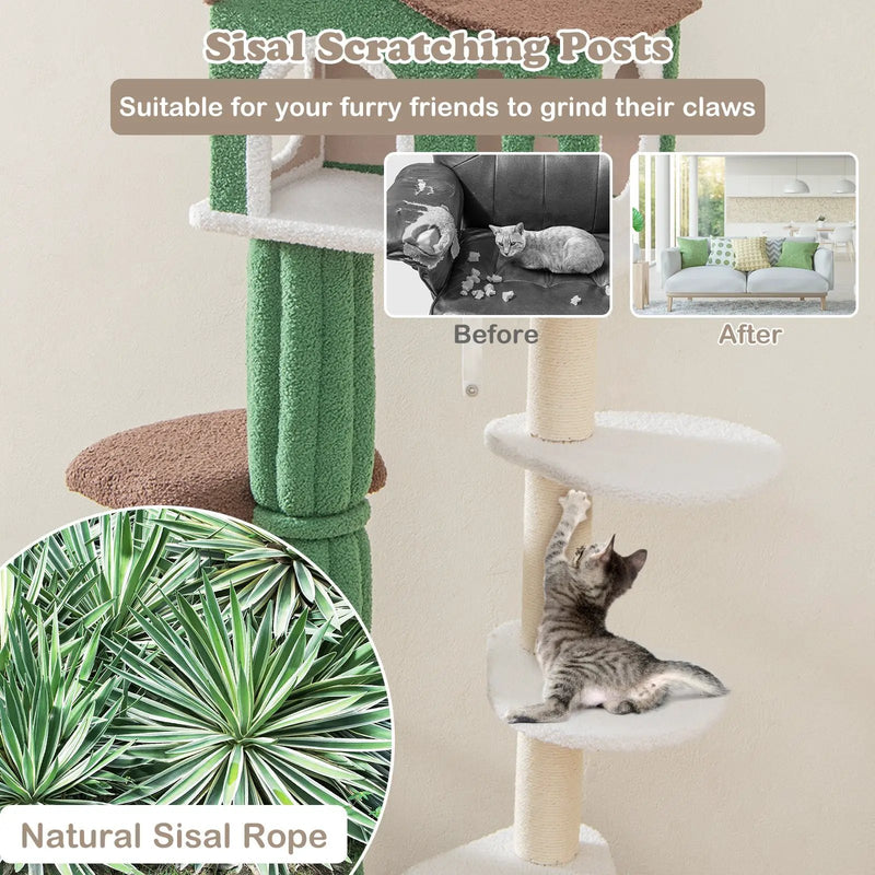 Multi-level Cat Tree with Condo and Anti-tipping Device-Green by DirectDeals