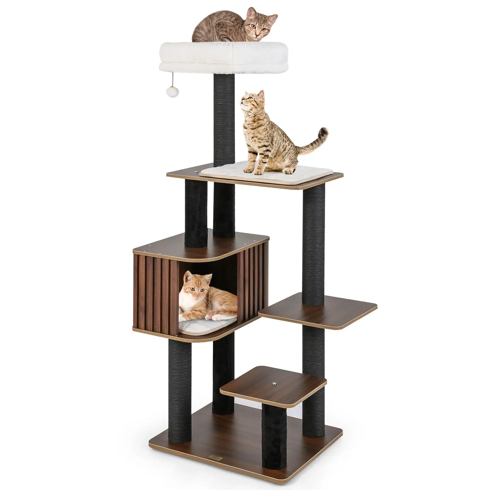 Multi-level Cat Tree for Indoor Cat 59.5 inch Tall Cat Tower with Cushion Top Perch by DirectDeals