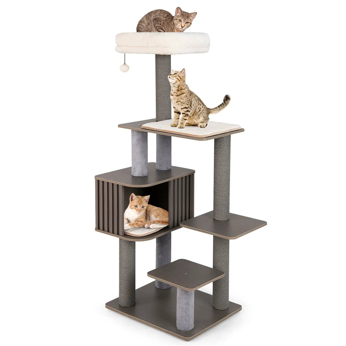 Multi-level Cat Tree for Indoor Cat 59.5 inch Tall Cat Tower with Cushion Top Perch, photo 6 of 16