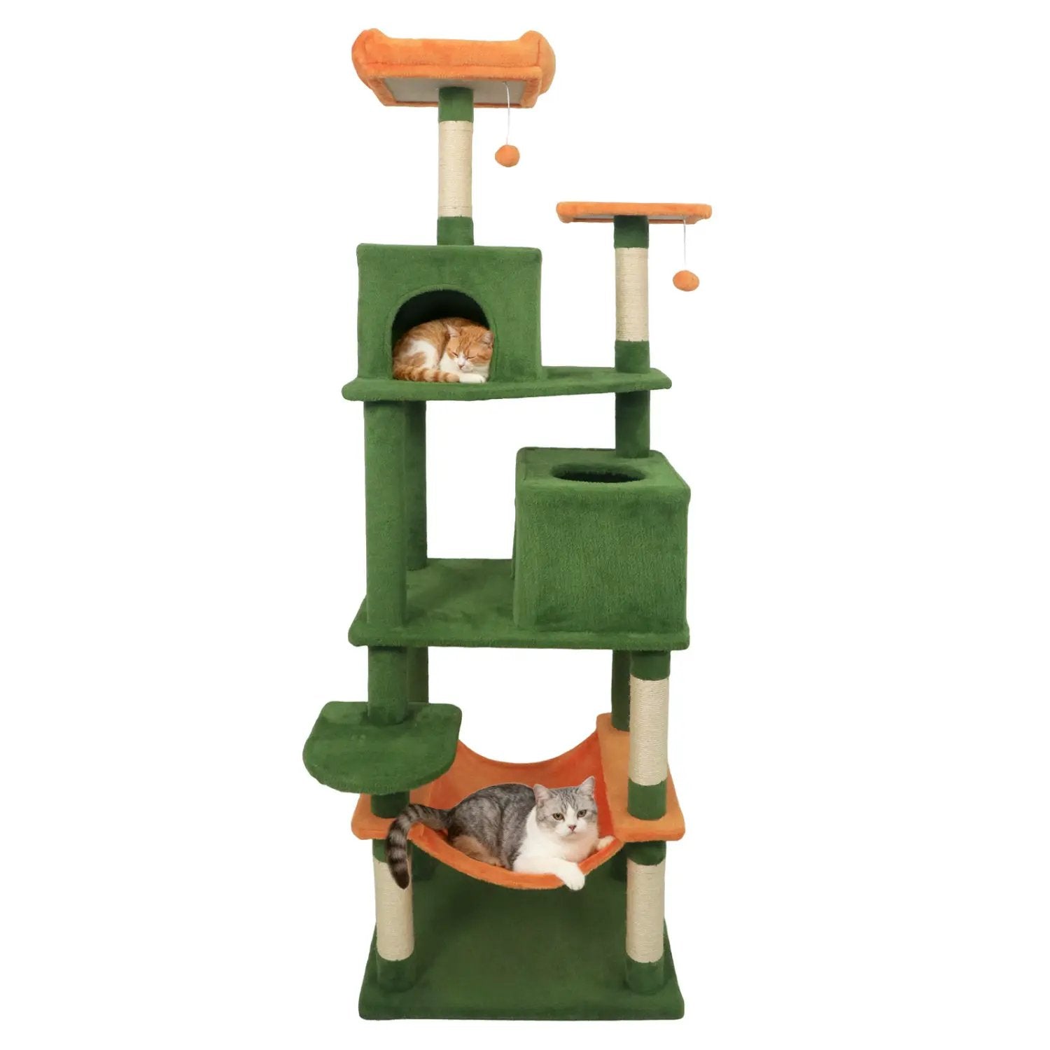 Multi-level Cat Tree Modern Cat Tower with Upholstered Perch and 2 Cat Condo by DirectDeals
