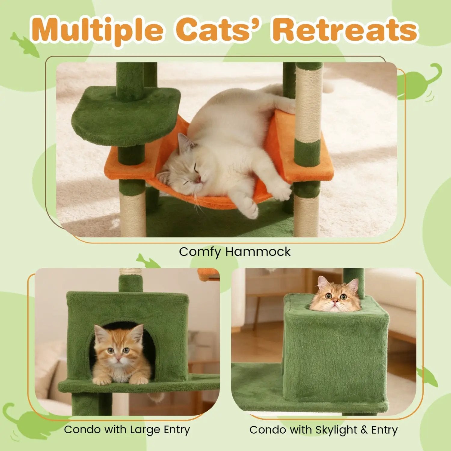 Multi-level Cat Tree Modern Cat Tower with Upholstered Perch and 2 Cat Condo by DirectDeals