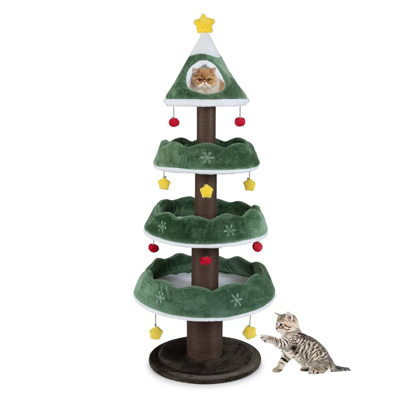 Christmas Cat Tree with 3 Platforms & Top Perch by DirectDeals
