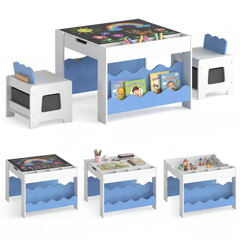 Multi-purpose Activity Kids Table and Chairs Set with Double-sided Tabletop by DirectDeals