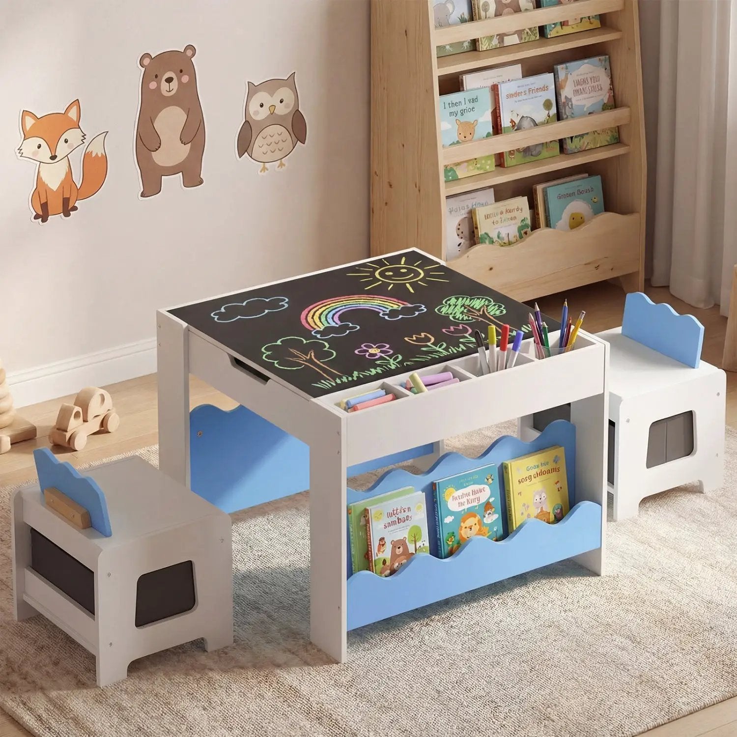 Multi-purpose Activity Kids Table and Chairs Set with Double-sided Tabletop by DirectDeals