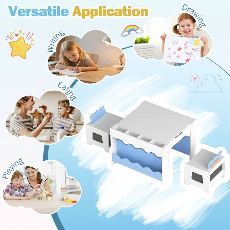 Multi-purpose Activity Kids Table and Chairs Set with Double-sided Tabletop by DirectDeals