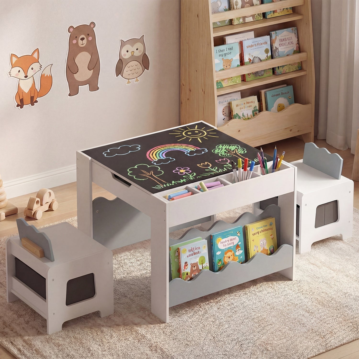 Multi-purpose Activity Kids Table and Chairs Set with Double-sided Tabletop by DirectDeals