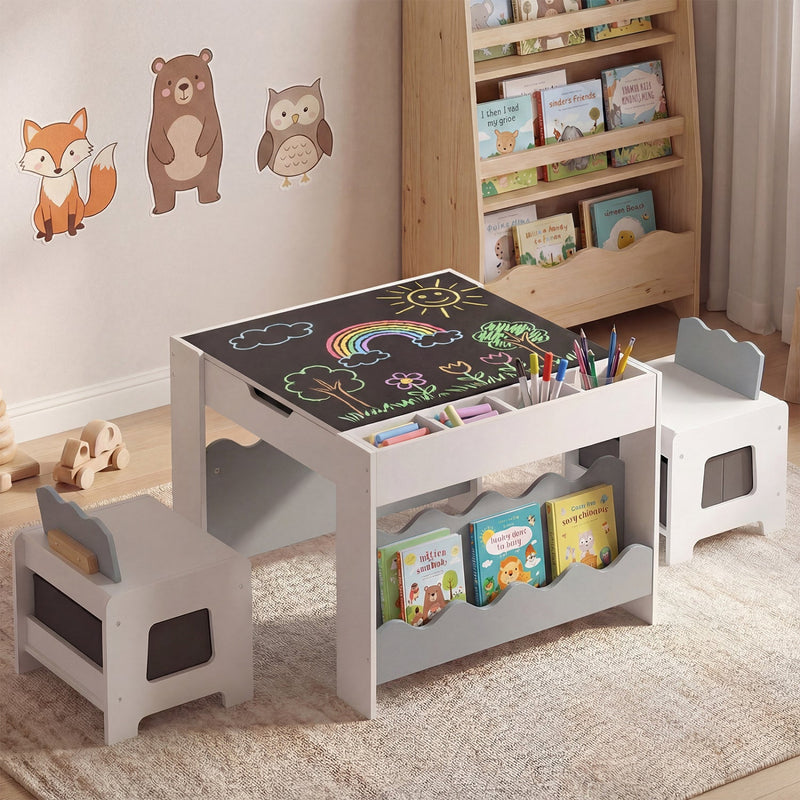 Multi-purpose Activity Kids Table and Chairs Set with Double-sided Tabletop by DirectDeals