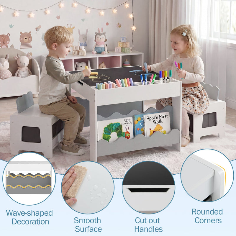 Multi-purpose Activity Kids Table and Chairs Set with Double-sided Tabletop by DirectDeals