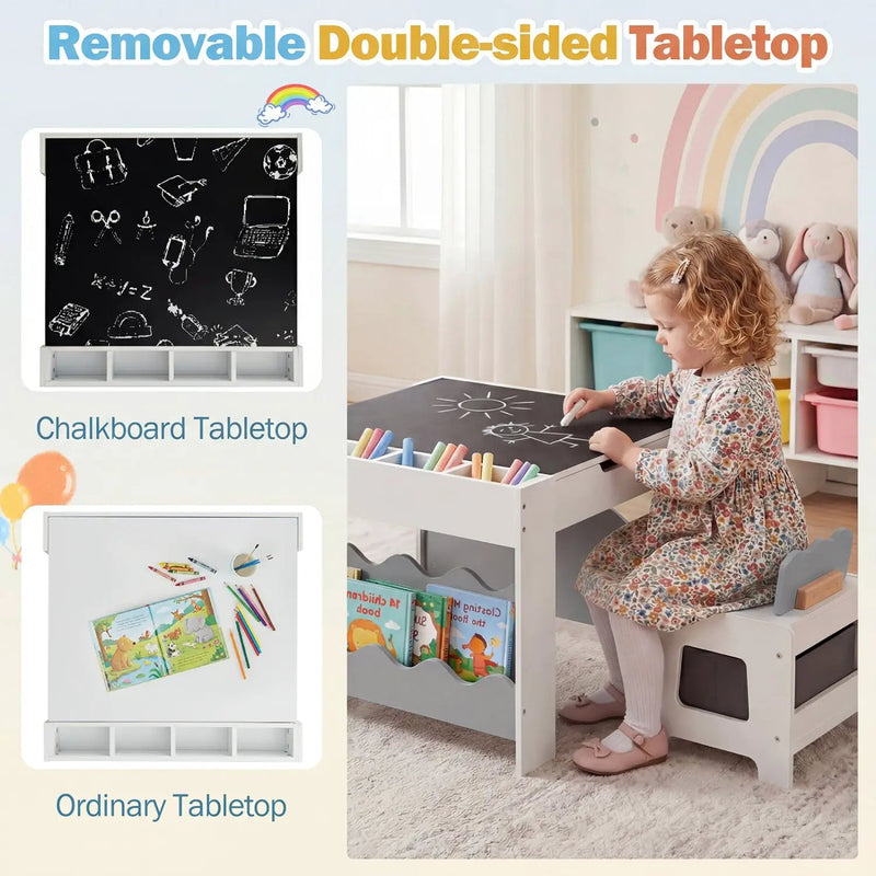 Multi-purpose Activity Kids Table and Chairs Set with Double-sided Tabletop by DirectDeals