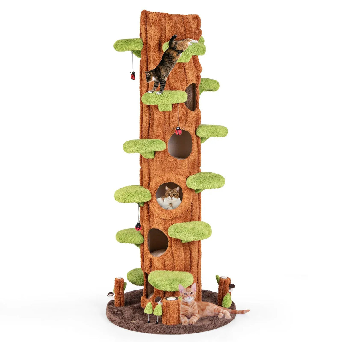90.5 Inch Tall Multifunctional Cat Tree with Private Condos for Indoor Cats-Brown, photo 3 of 9