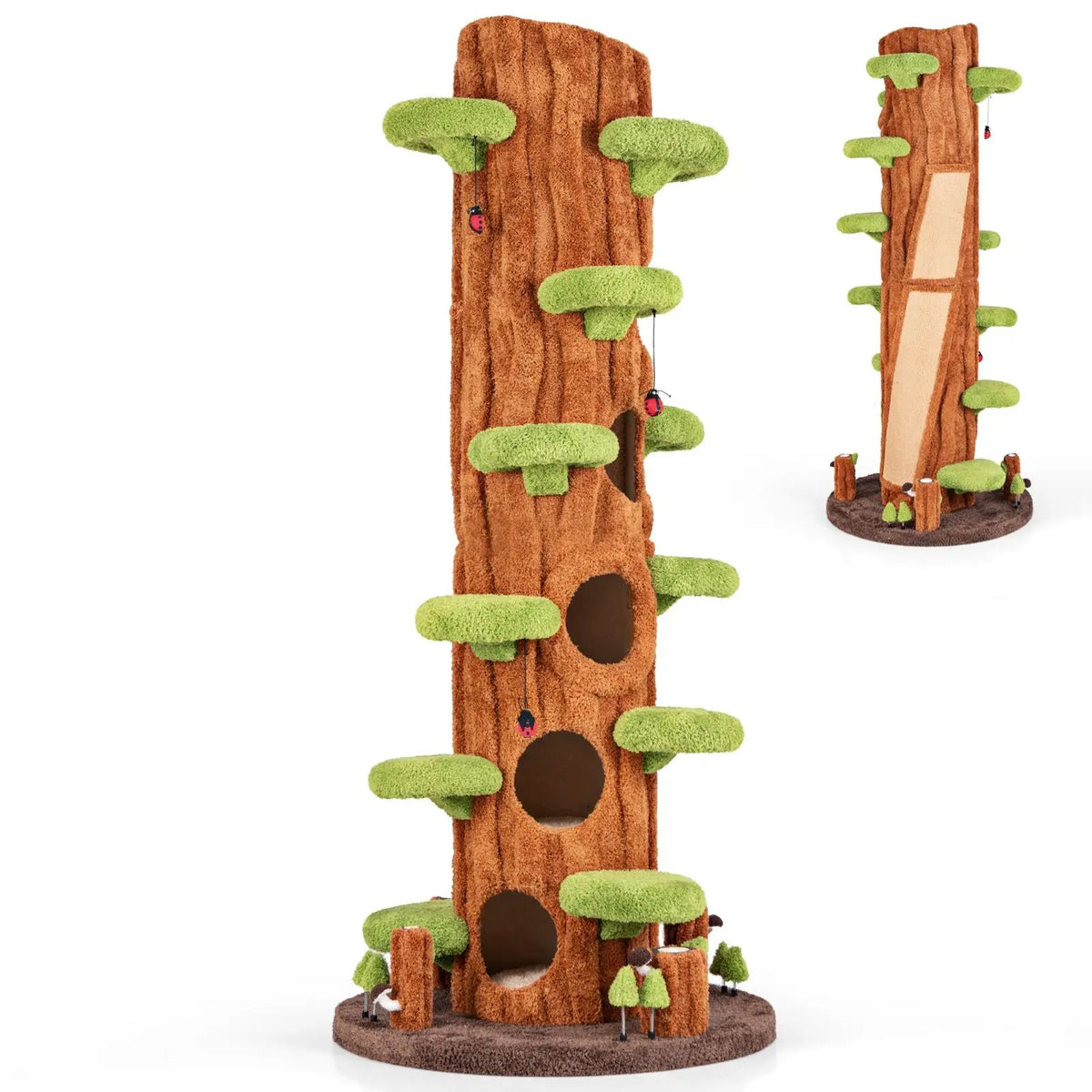 90.5 Inch Tall Multifunctional Cat Tree with Private Condos for Indoor Cats-Brown, photo 4 of 9