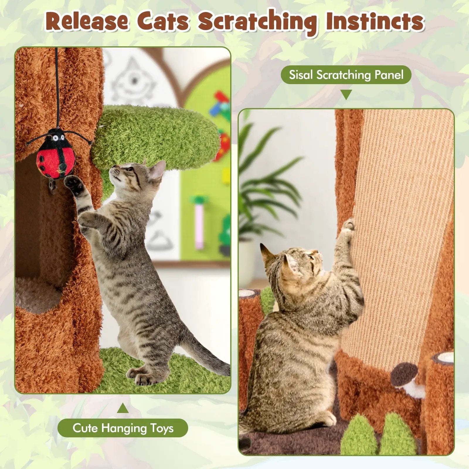 90.5 Inch Tall Multifunctional Cat Tree with Private Condos for Indoor Cats-Brown by DirectDeals