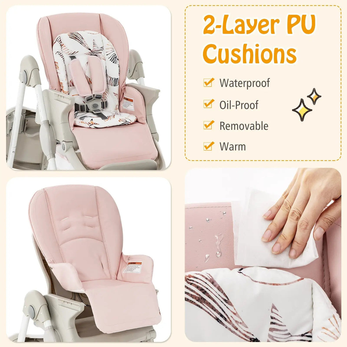 Multifunctional Folding Baby High Chair with Rolling Wheels and Adjustable Height, photo 27 of 32