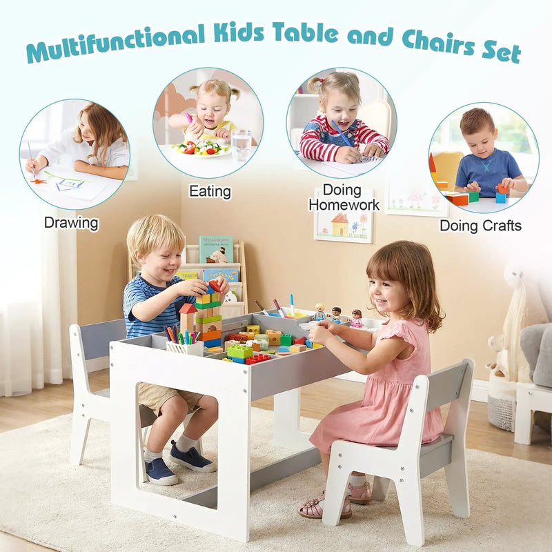 Multifunctional Kids Table and 2 Chairs Set with Chalkboard by DirectDeals