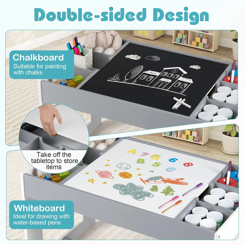 Multifunctional Kids Table and 2 Chairs Set with Chalkboard by DirectDeals