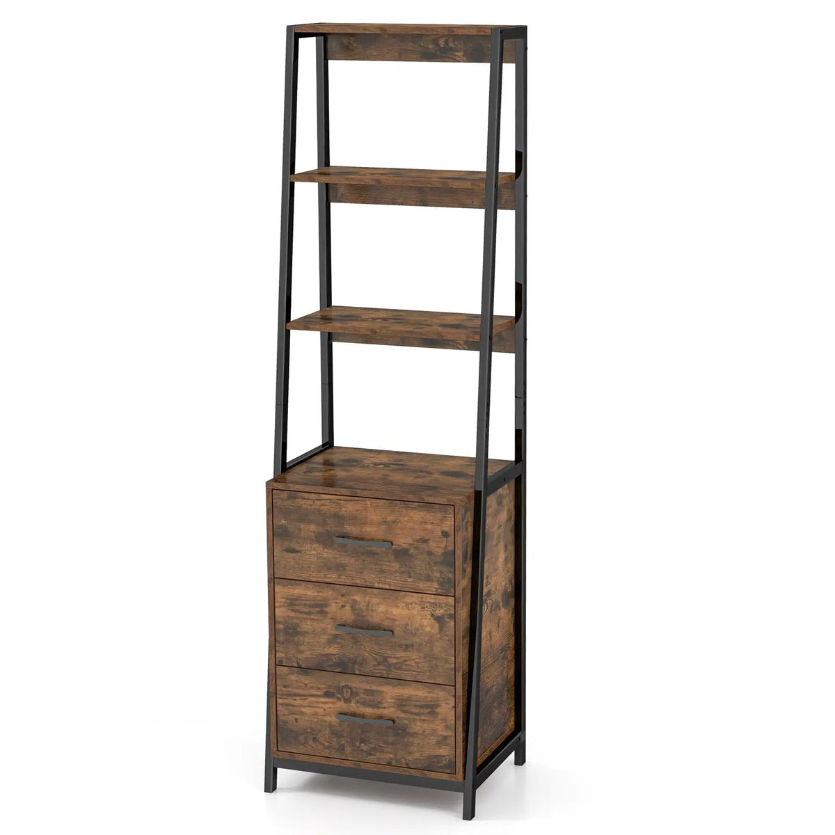Multifunctional Tall Bookcase with Open Shelves and Storage Drawers, photo 9 of 16
