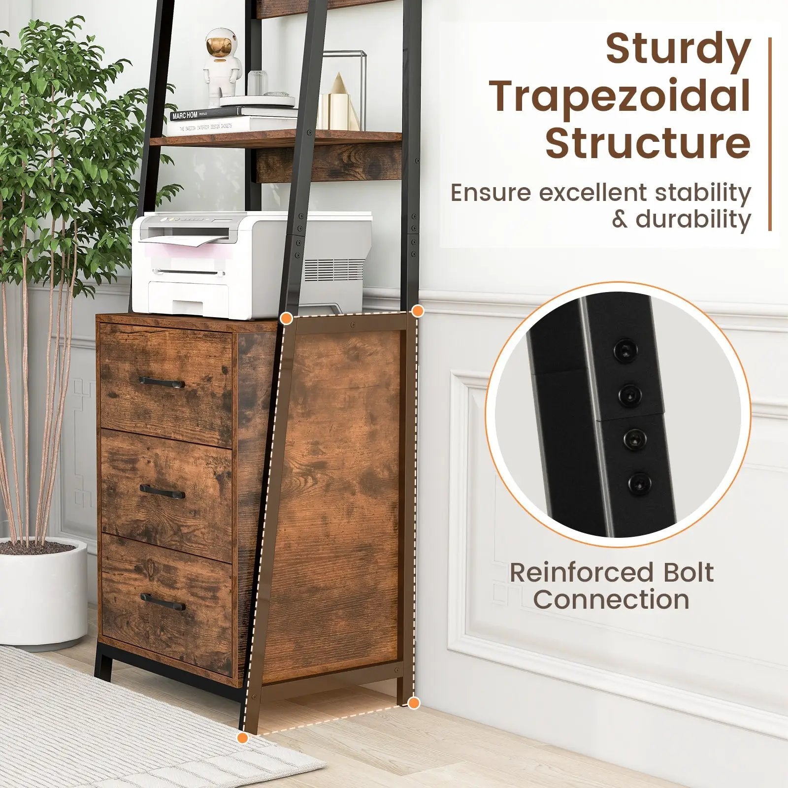 Multifunctional Tall Bookcase with Open Shelves and Storage Drawers by DirectDeals