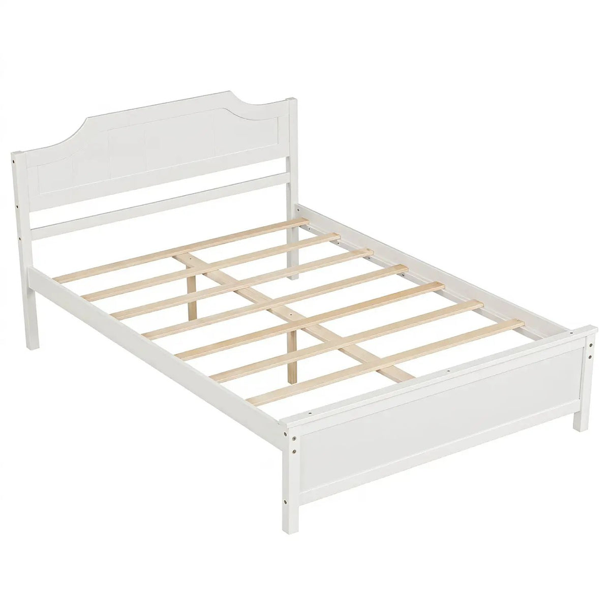 Solid Wood Platform Bed Frame with Headboard in White, photo 4 of 4