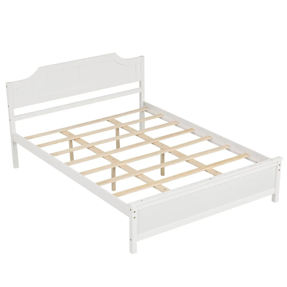 Solid Wood Platform Bed Frame with Headboard in White, photo 2 of 4