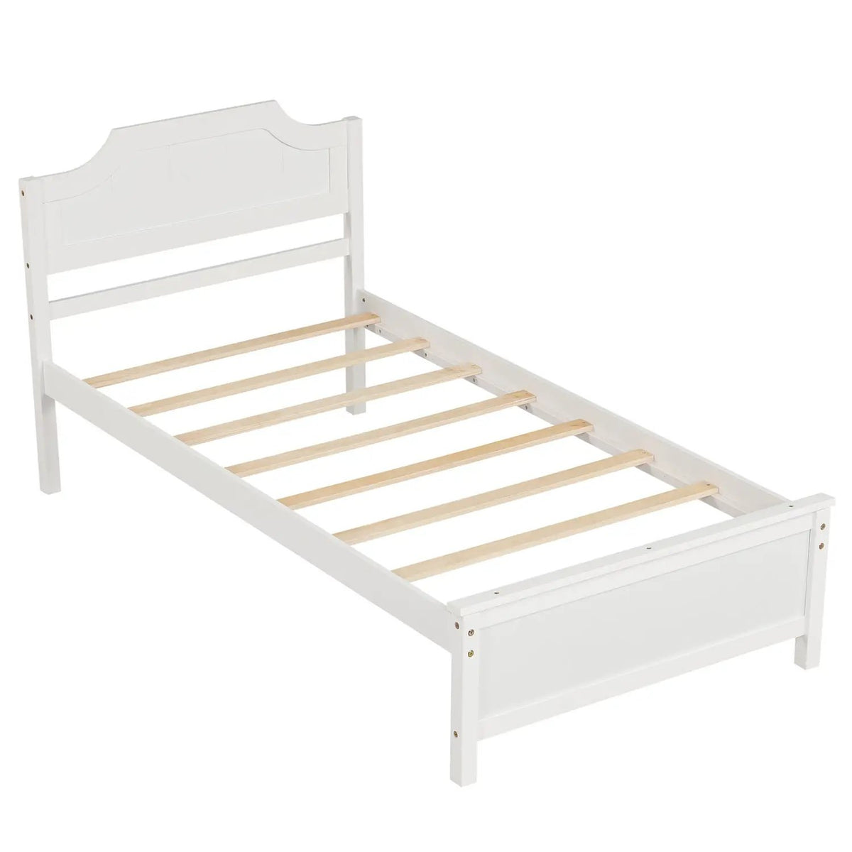 Solid Wood Platform Bed Frame with Headboard in White, photo 3 of 4